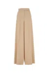 Max Mara Cream Wool Ninfa Wide-leg Pant In Beige