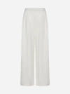 Max Mara Nocera Pleated Wide Leg Virgin Wool Sweater Pants In White