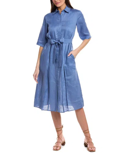 Max Mara Nocino Linen Shirtdress In Blue