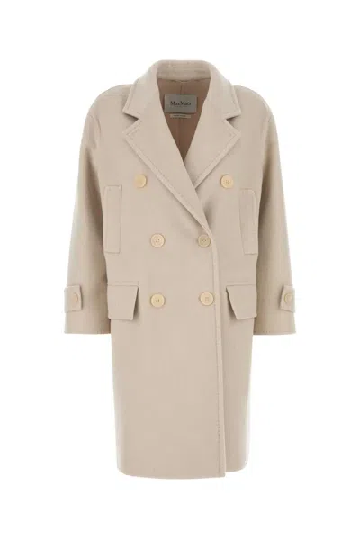 Max Mara Sand Wool Blend Nogara Coat In Brown