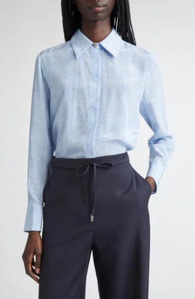 Max Mara Nola Geometric Print Silk Top In Blue