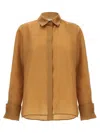 Max Mara 'nola' Sheer Fabric Shirt With Long Sleeves In Brown