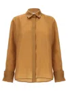 Max Mara 'nola' Sheer Fabric Shirt With Long Sleeves In Neutrals