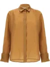 Max Mara 'nola' Sheer Fabric Shirt With Long Sleeves In Orange