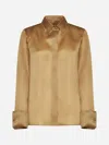 Max Mara Silk Georgette Shirt In Tan