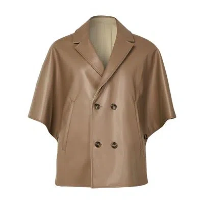 Max Mara Double-breasted Cape In Neutral