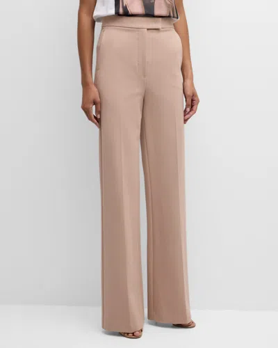 Max Mara Norcia Straight-leg Crepe Pants In Brown