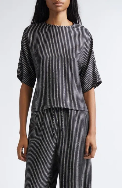 Max Mara Nordica Broken Stripe Silk Twill Top In Multi