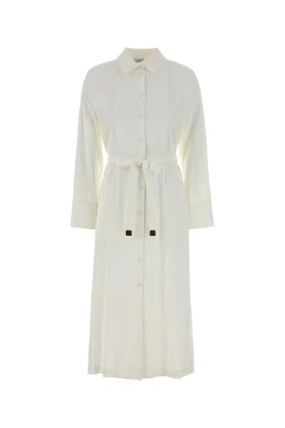 Max Mara Nordica Stretch Linen Blend Shirt Dress In White