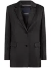 Max Mara Single-breasted Satin-finish Blazer In 黑色