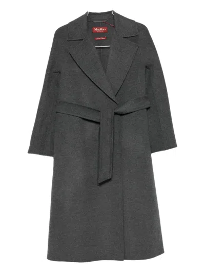 Max Mara Notched-collar Belted Coat In Black