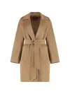 Max Mara Notched-collar Coat In Brown