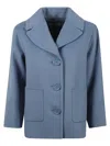 Max Mara Notched Collar Coat With Three Buttons In Blue