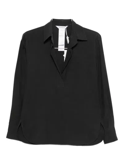 Max Mara Notched-collar Shirt In Black