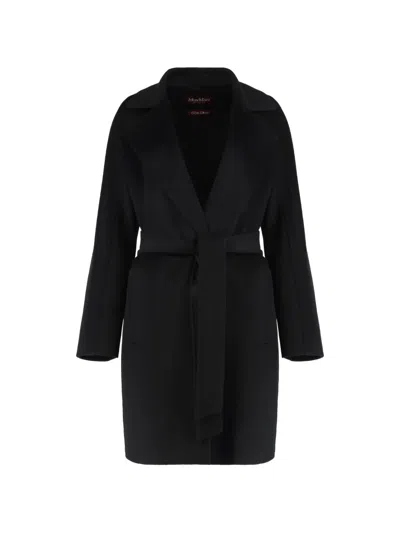 Max Mara Notched-lapel Coat In Black
