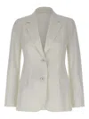 Max Mara Notched-lapels Button Blazer In White