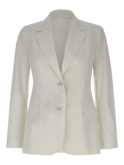 Max Mara Notched-lapels Button Blazer In White