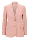 Max Mara Notched-lapels Button Blazer In Pink