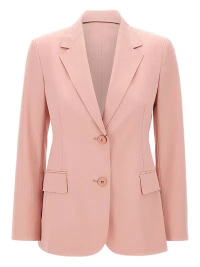 Max Mara Notched-lapels Button Blazer In Pink