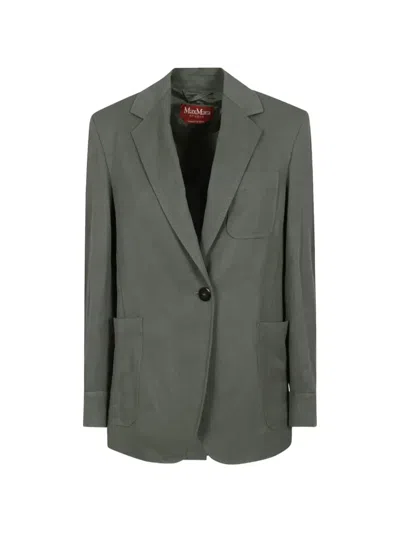 Max Mara Notched-lapel Single-breasted Jacket In Green