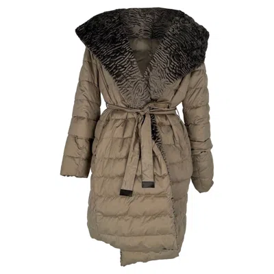 Pre-owned Max Mara 's  Noveast Reversible Puffer Down Coat In Khaki Polyamide In Beige
