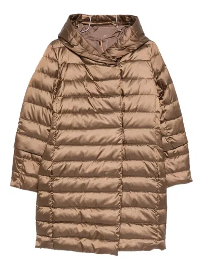 Max Mara Novef Hooded Coat In Brown