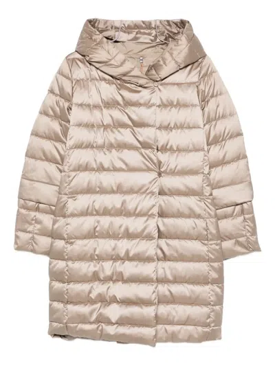 Max Mara Novef Hooded Coat In Neutral