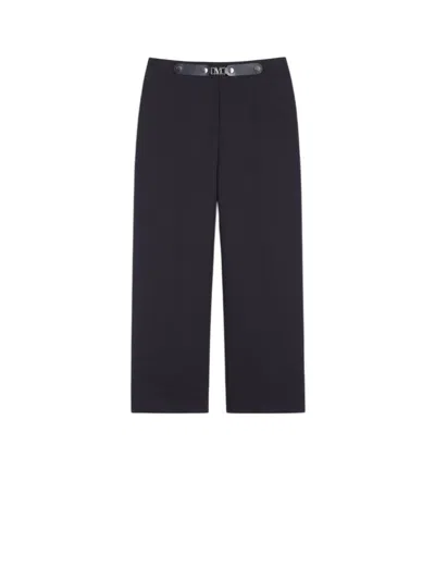 Max Mara Washed Fabric Cropped Trousers In Black