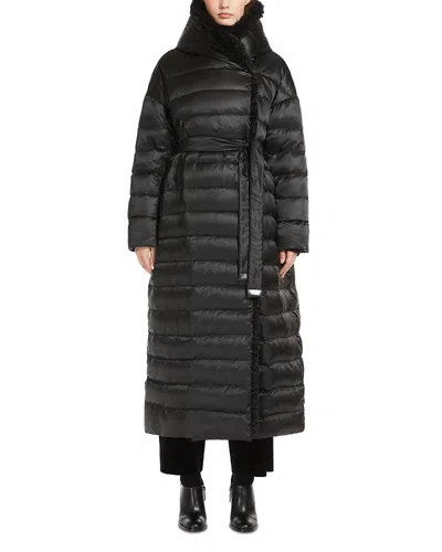 Max Mara Novem Waterproof Down Long Jacket In Black