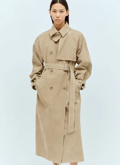 Max Mara Nubuck Trench Coat In Cream