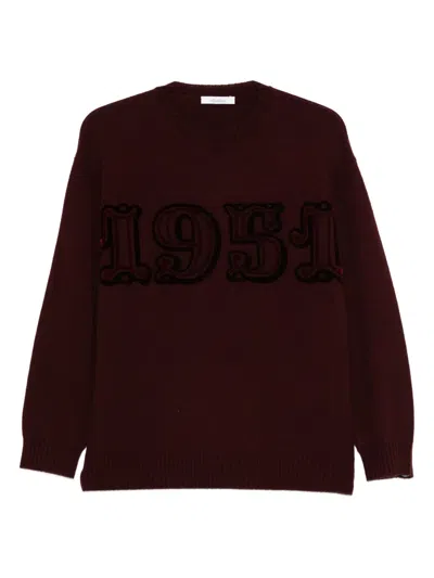Max Mara Number-embroidered Sweater In Purple