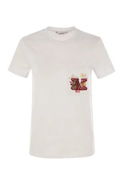 MAX MARA MAX MARA NUNZIO - SHORT-SLEEVED T-SHIRT WITH POCKET AND EMBROIDERY
