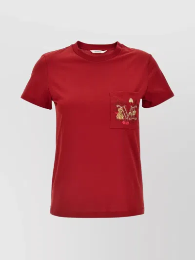 MAX MARA 'NUNZIO' CREW NECK EMBROIDERED POCKET T-SHIRT