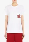 Max Mara Short-sleeve White T-shirt With Embroidered Front Pocket In White