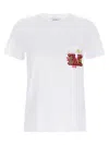 Max Mara Short-sleeve White T-shirt With Embroidered Front Pocket In White