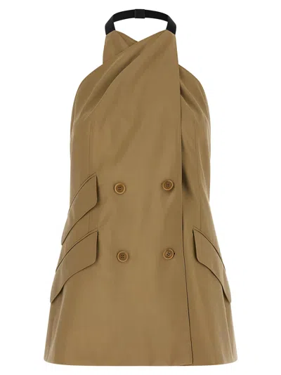 Max Mara Sleeveless Jacket In Sand-colored Wool And Silk Poplin In Beige