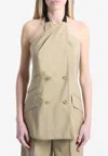Max Mara Maxmara Mxsnuraghe Sleeveless Jacket In Wool And Silk Poplin In Neutral
