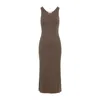 Max Mara Nut Brown Virgin Wool Aceri Knit Long Dress In Brown