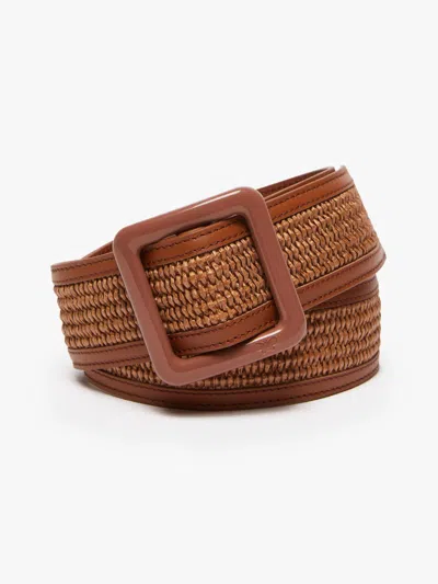 Max Mara Nylon And Cotton Raffia Belt In Brown