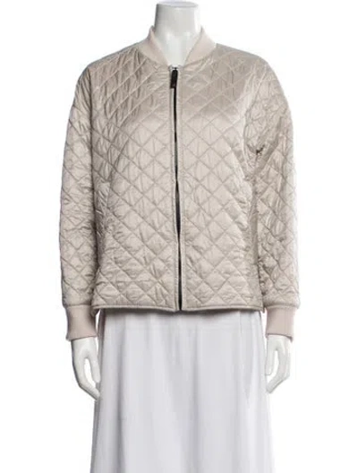 Pre-owned Max Mara Nylon Printed Bomber Jacket In Neutral
