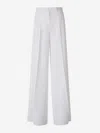 Max Mara Women White Wool Gabardine Ninfa Trousers In White
