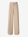Max Mara Cream Wool Ninfa Wide-leg Pant In Beige