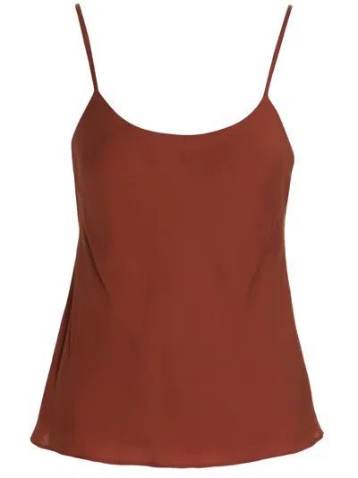 Max Mara Scoop Neck Sleeveless Top With Spaghetti Straps In Orange