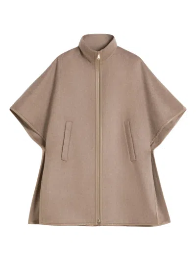 Max Mara Oca Zip Pocket Cape In Neutral