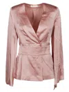 Max Mara Powder Pink Satin Occhi Blouse In Rose`