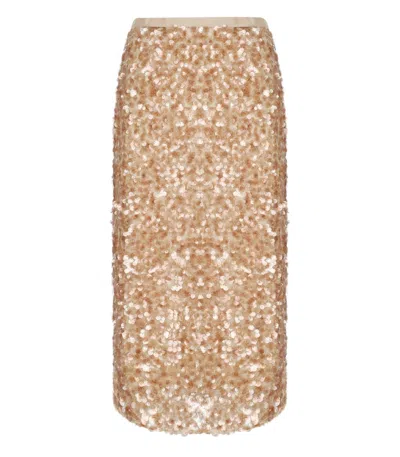 Max Mara Occhio Beige Midi Skirt In Brown