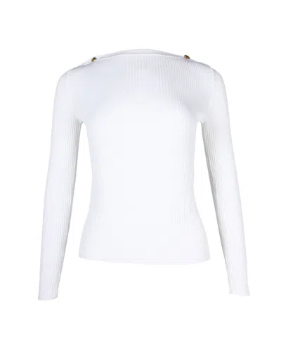 Max Mara Odino Ribbed Top In White Viscose