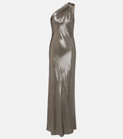 Max Mara Odissea One-shoulder Lamé Gown In Gray