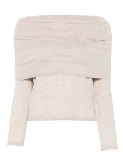 Max Mara Off-shoulder Coordinated Knitwear In Neutral