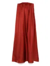 Max Mara Strapless Satin Floor-length Dress With Gathered Neckline In Red